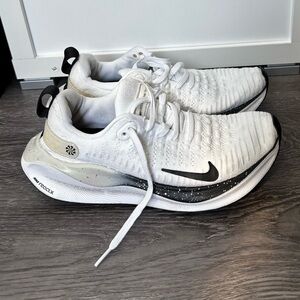Nike White and Black React Flyknit Running Sneakers
